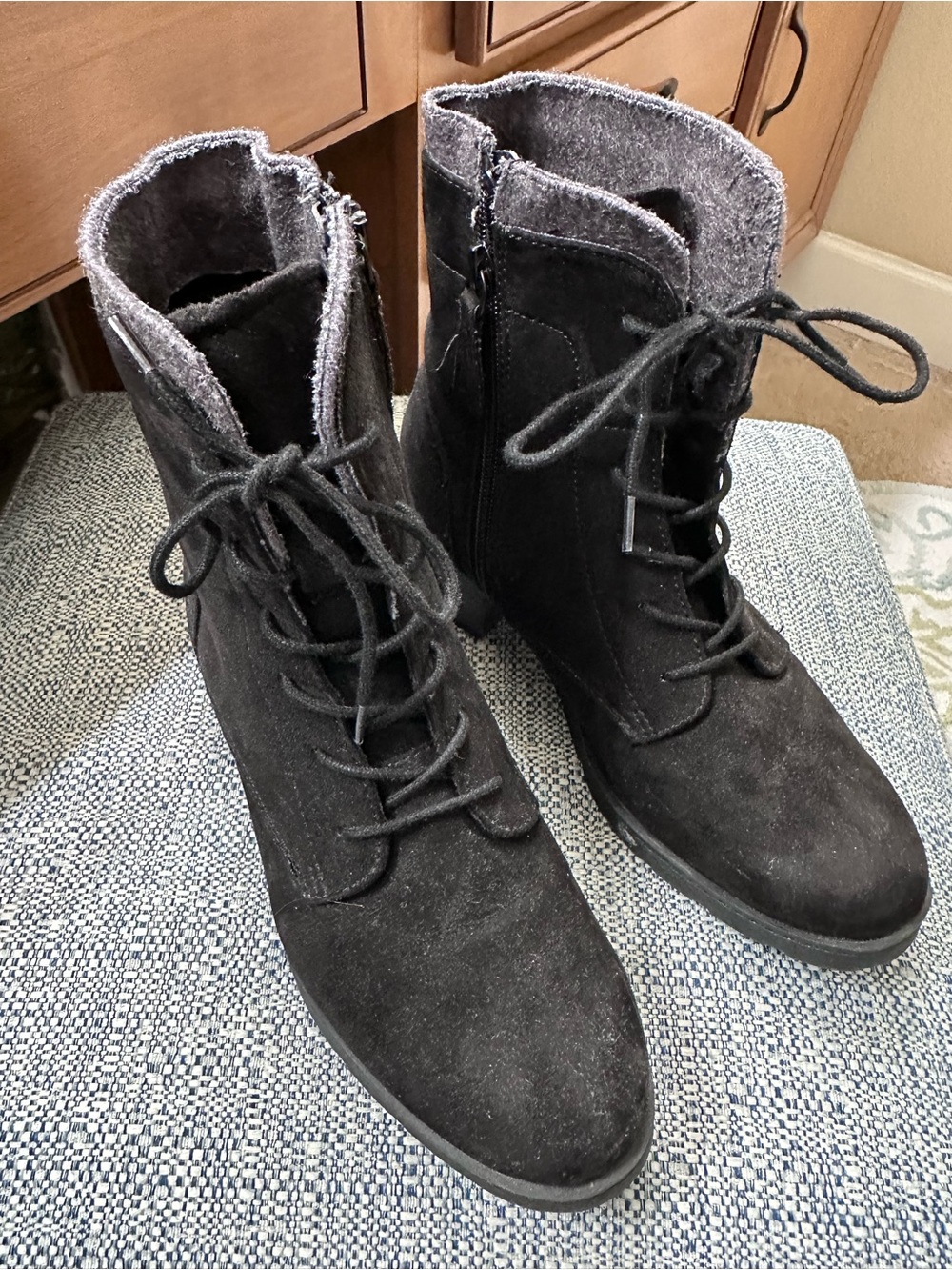 Target Black Suede Lace-Up Ankle Boots - Size 8